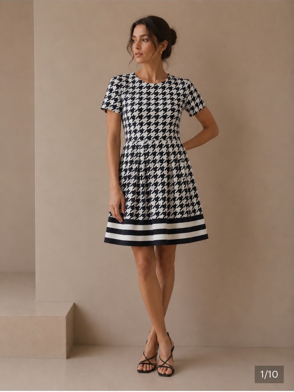 Brooks Brothers Red Fleece Silk Houndstooth Dress size 4 NWT